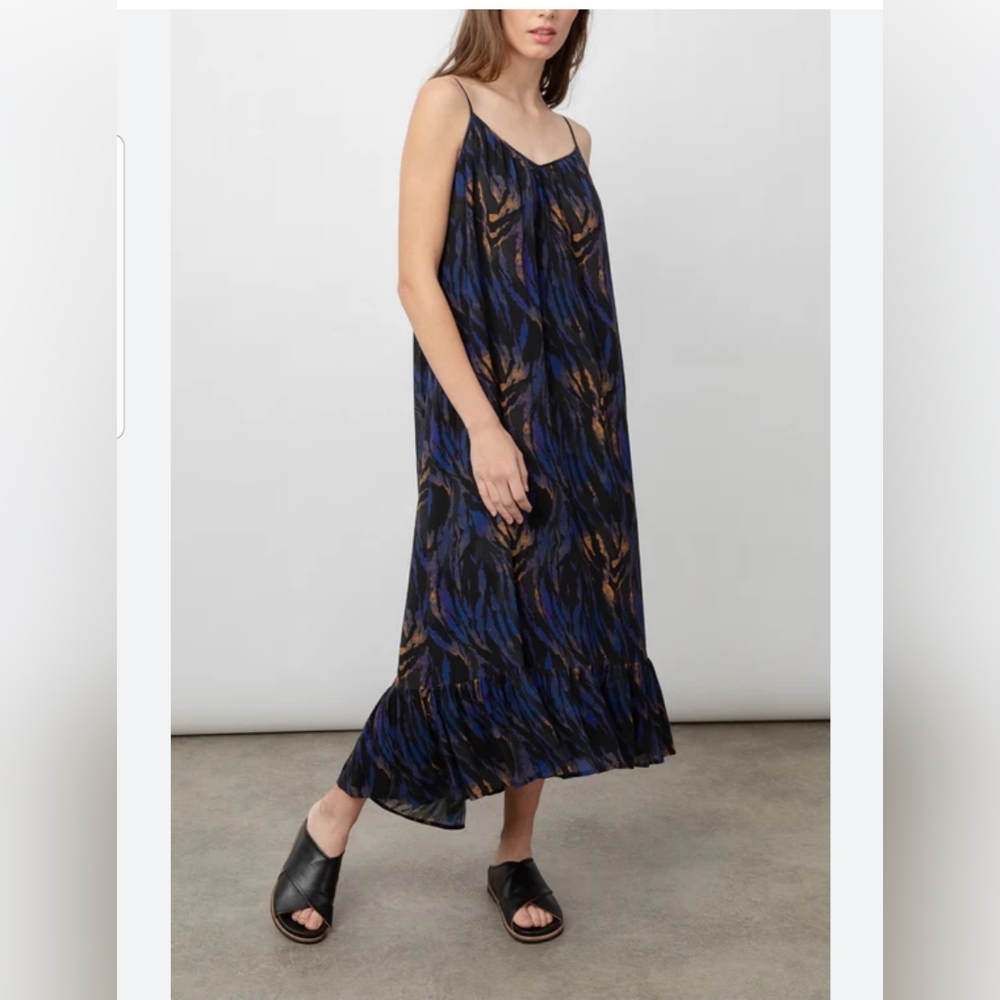 Rails Navy Blue and Brown Printed Slip Dress